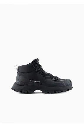 Emporio Armani Sneakers allacciatura trekking in nylon ripstop e mesh