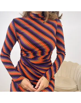 MIDI DRESS ZIG ZAG VIOLA