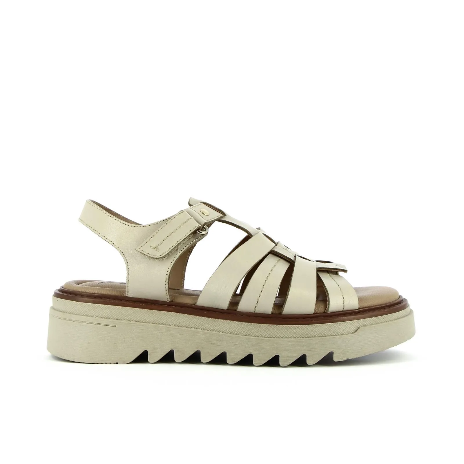 Sandali platform beige in pelle