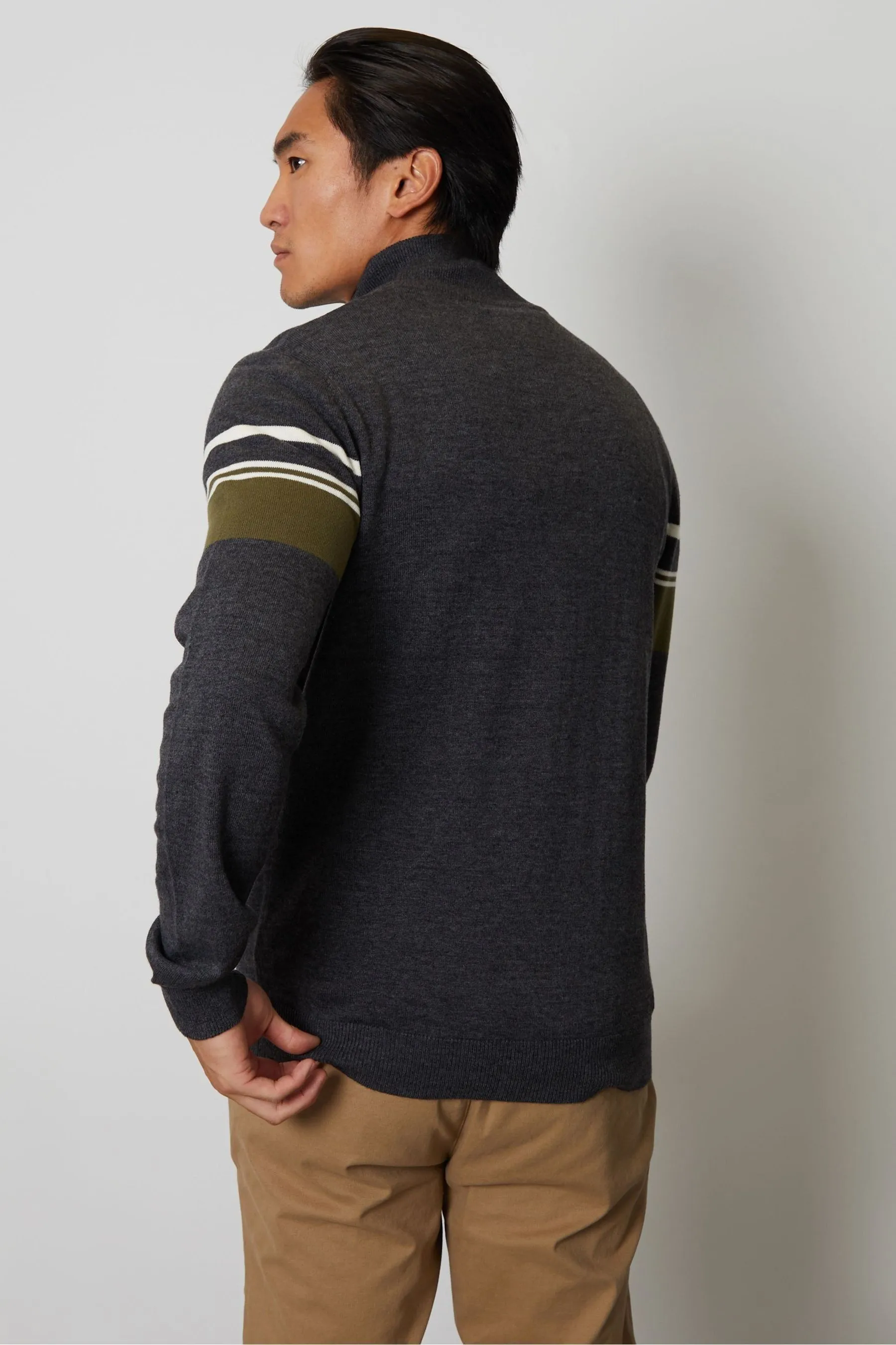 Threadbare A righe - Maglia lavorata con zip corta